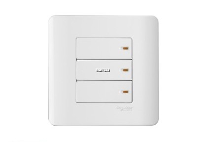 SCHNEIDER AFFLE PLUS A3G33B2A 250V 3GANG 2WAY SWITCH WITH FLUORESCENT LOCATOR, WHITE