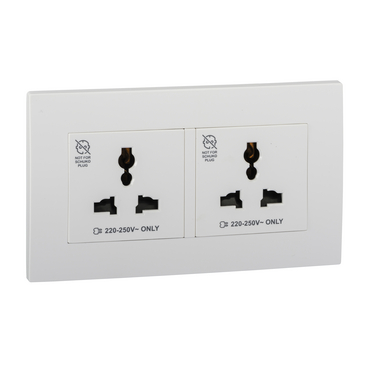 Socket, Vivace, universal, 3pin, 13A, 250V, 2 gangs, white