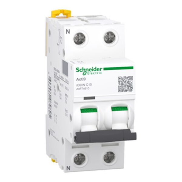 Miniature circuit breaker (MCB), Acti9 iC60N, 1P+N, 10A, C curve, 6000A (IEC/EN 60898-1), 10kA (IEC/EN 60947-2