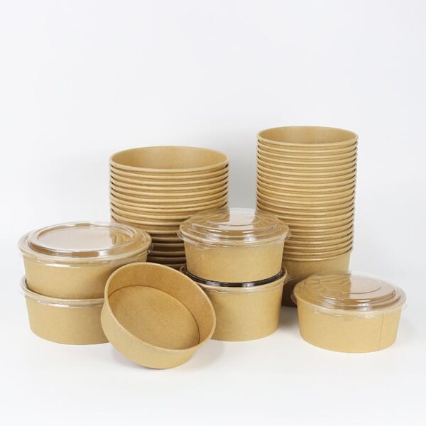 Kraft Salad Bowl With Lids (Transparent Or Paper)